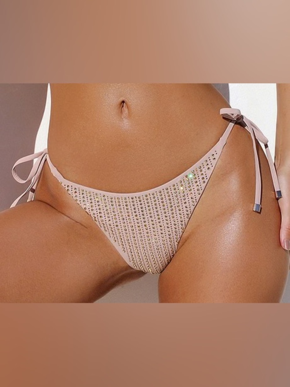 Dolcessa Rhinestone Tie-Side Bikini Bottom